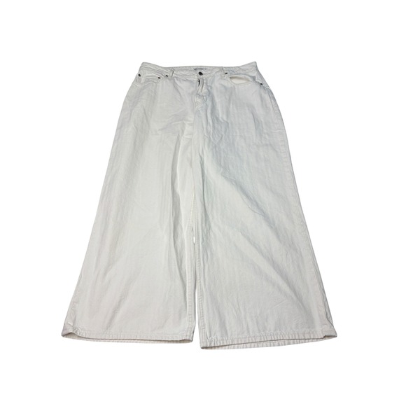Abercrombie & Fitch Denim - Abercrombie & Fitch Curve Love Wide Leg High Rise White Jeans Women Plus 33 L28